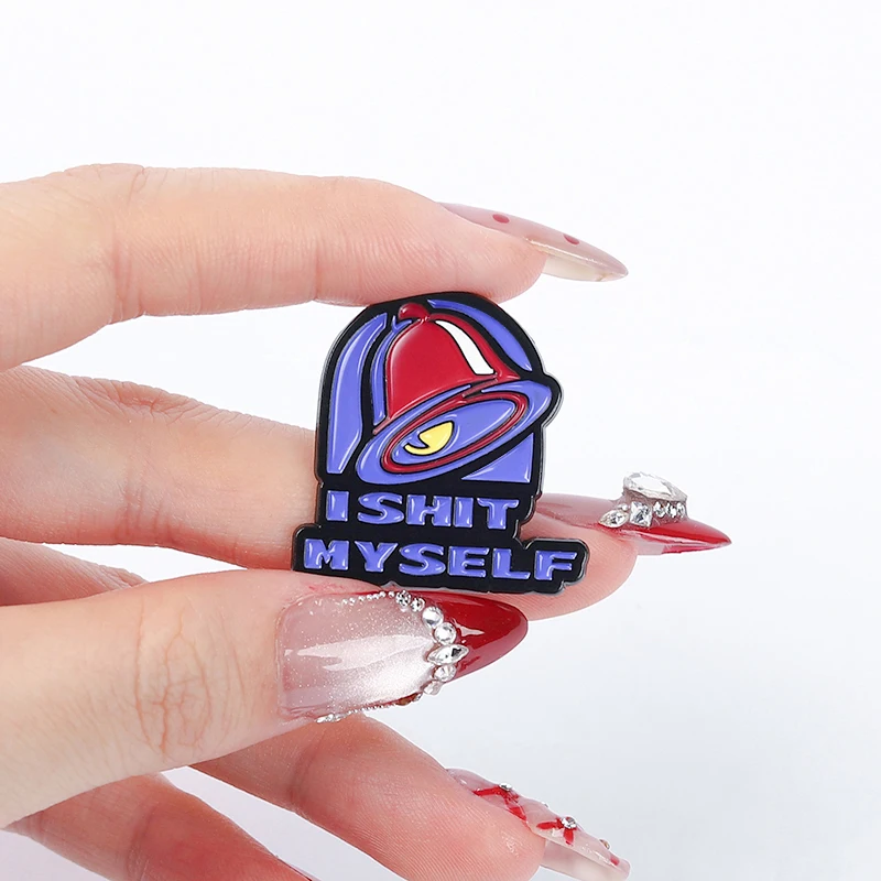 Humorous I SHIT MYSELF Enamel Pins Funny Retro Bell Metal Brooches Backpack Clothes Lapel Badges Jewelry Gift for Kids Friends
