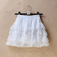 Short skirt white lace cake skirt skirt skirt female summer high waist thin a line skirt princess puffy skirt - Image 2