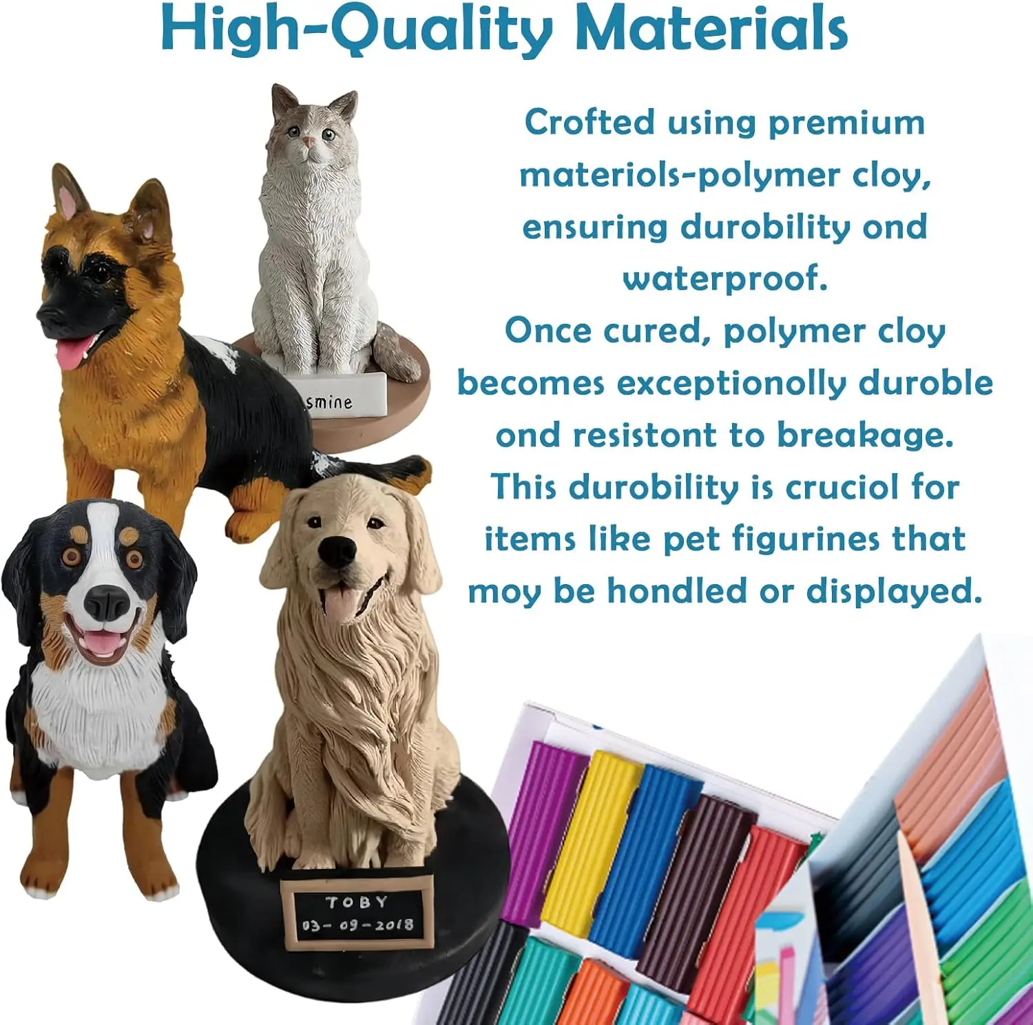 Dog Custom Bobblehead Figurine, Handcrafted Pet Sculpture, Cat Bobble Head for Memorial Day,Personalized Statue for Pet Lovers 3