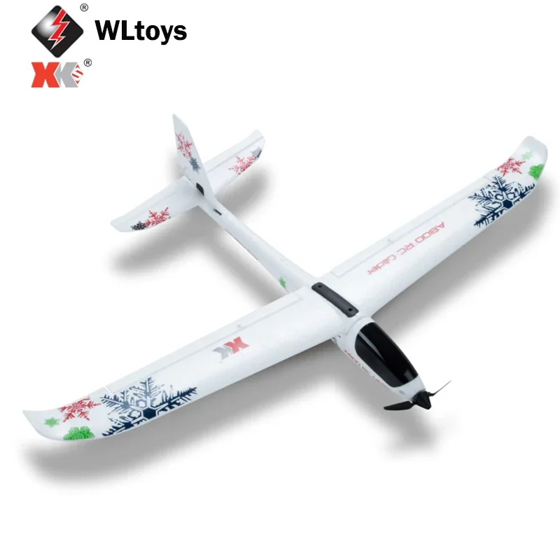 Gros plan sur le nez du planeur RC WLtoys A800 Sky King Blanc, montrant le moteur et l'hélice