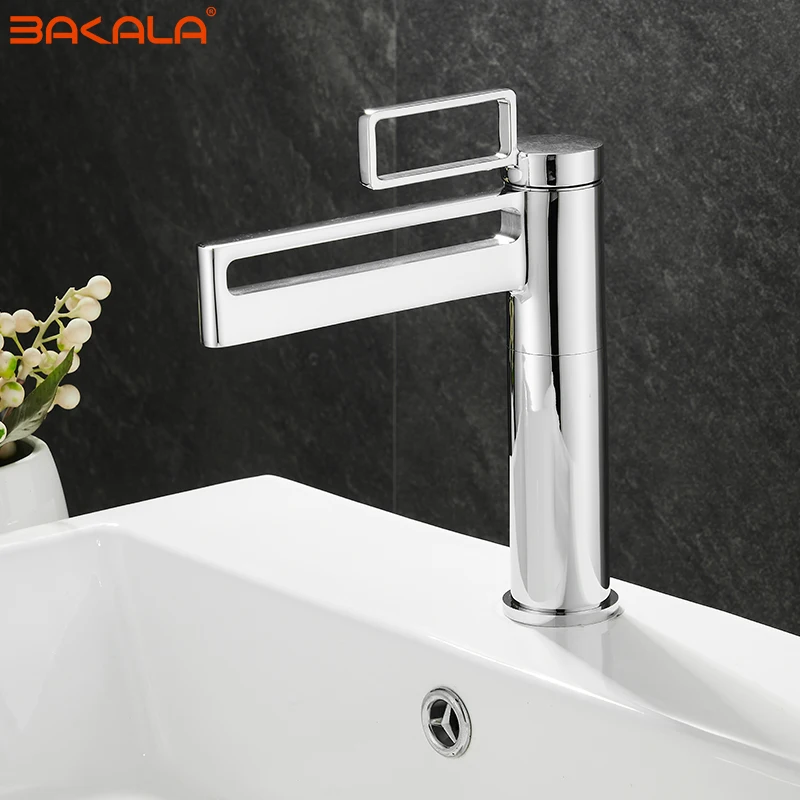 Black Tall Bathroom Basin Taps Single Handle Waterfall Faucet Solid Brass Basin Mixer Tap Creative Hollowed Out Design Water Tap 3
