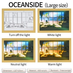 Radiant LED Sunlight Window: Illuminated Wood Art (Seaside)