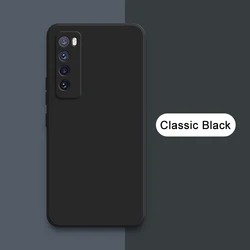 Premium Shockproof Square Liquid Soft Silicone Phone Case for Nova 7 SE 5G Youth (Classic Black)