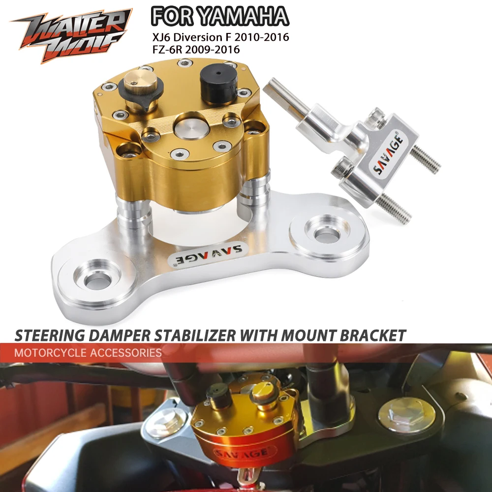 Motorcycle Steering Damper Stabilizer with Mount Bracket For YAMAHA XJ6 XJ 6 Diversion F FZ 6R