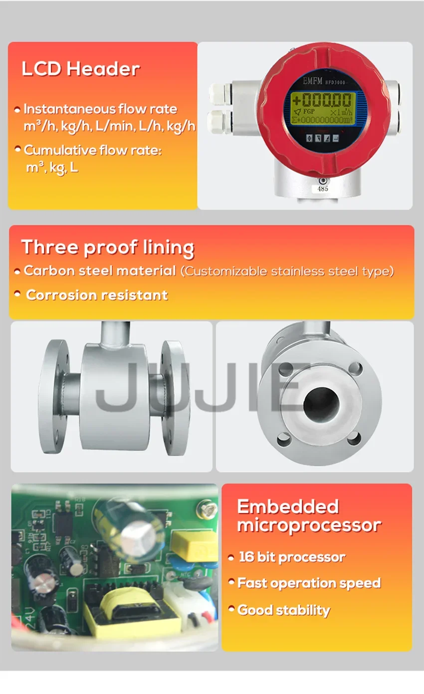 DN25 40 Magnetic Flow Meter Electromagnetic Flowmeters RS485 Corrosive Liquid f