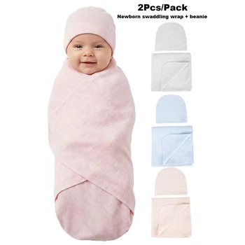 Copertina e Cappellino per Neonati, Avvolgimento Termico Monostrato 0-6 Mesi, Coperta Avvolgente per Neonati