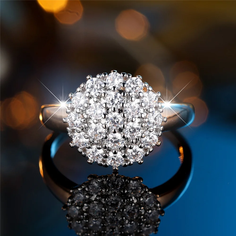 Female Cute White Black Zircon Stone Gold Color Wedding Jewelry Promise Engagement Rings For Women