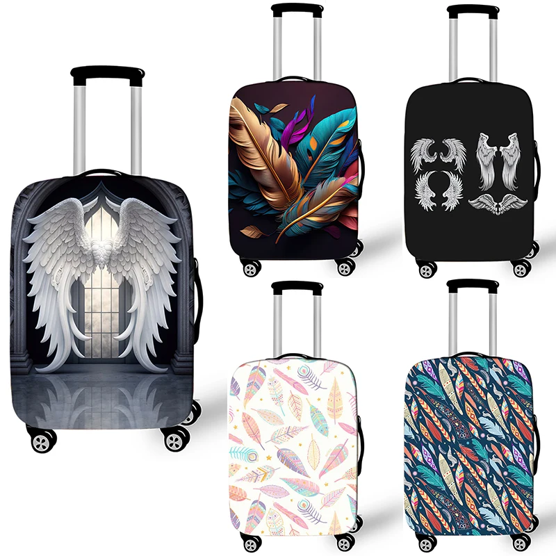Bird Feather Print Luggage Cover for Travel Angel Wings Pattern Anti-dust Trolley Case Covers Elastic Suitcase Protective Covers