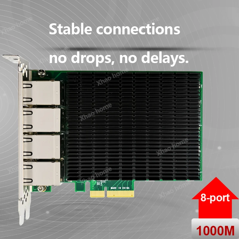 인텔 I350AM4+듀얼 브래킷 1Gbps 고속 비전 캡처 서버 PC NIC용 8포트 기가비트 이더넷 PCIe x4 RJ45 네트워크 카드