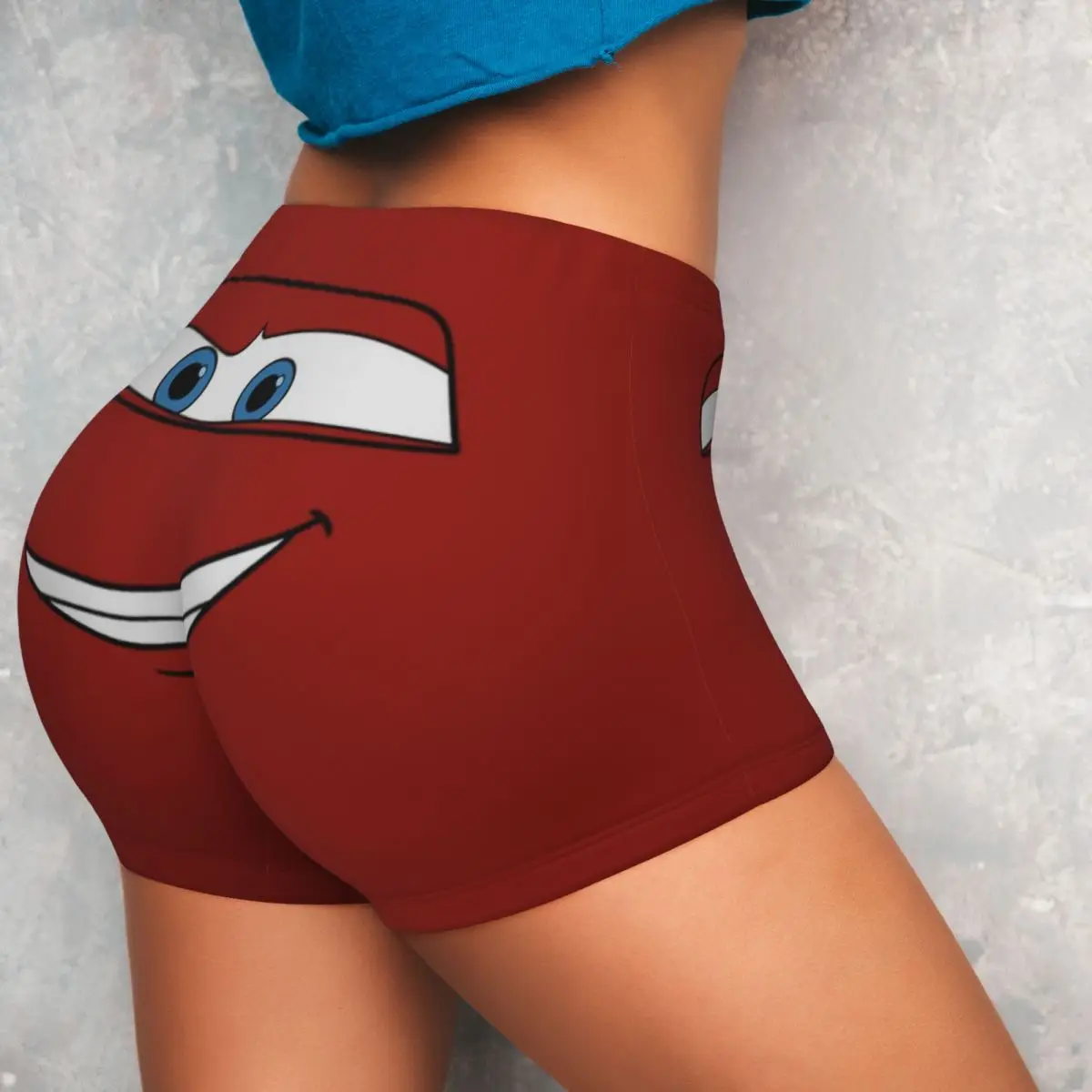 Workout Shorts Women Lightning Mcqueen Cars Workout Yoga Shorts Happy Gym Athletic Volleyball Biker Shorts