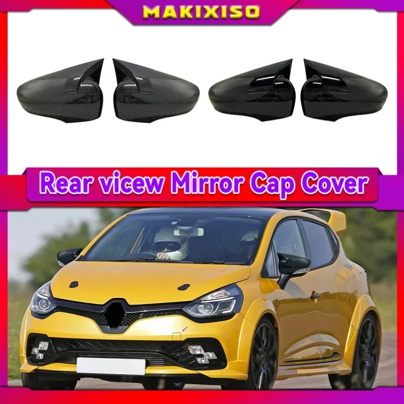 

For Renault Clio MK4 for 4 2 PCs ABS plastic bat wing mirror covers rearview mirror case cover glossy black car accessories