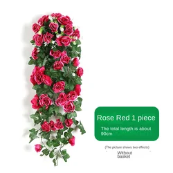 Elegant Faux Rose Vine for Indoor & Outdoor Decor - Perfect for Walls, Bedrooms, Weddings, and Gardens (Rose red)