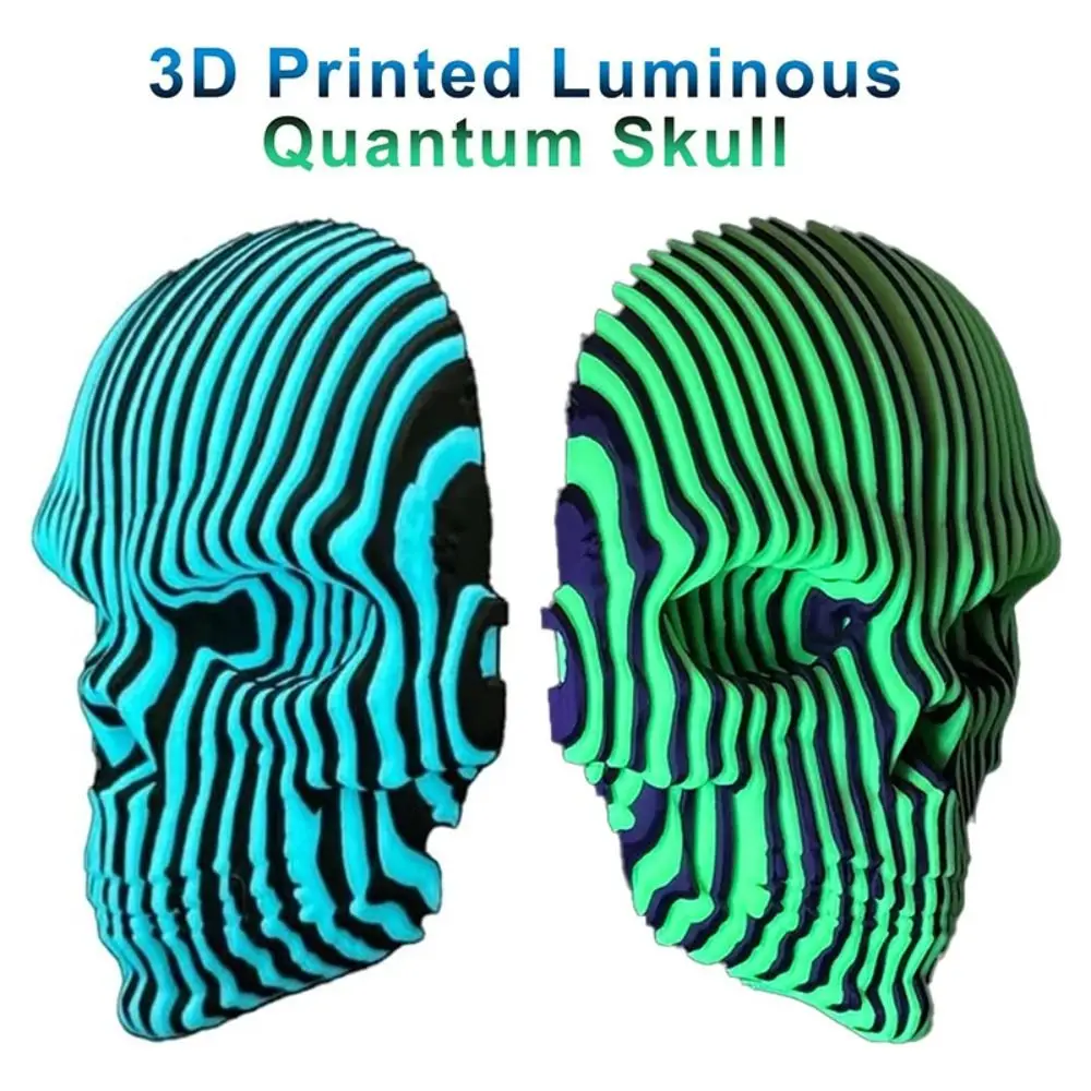 Visual Illusion 3D Printing Skulls Toys Simulation Model Glowing Skeleton Toy Collection Craft Decor Luminous Quantum Skull
