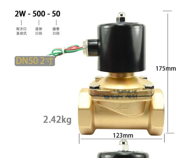 

2" DN50 Brass Electric Solenoid Valve Normally Closed AC220V DC12V DC24V