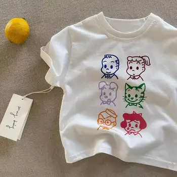 2025 Estate Allentato Baby Boy Cartoon Stampa Maniche corte T-shirt Bambini Ragazzo Moda Cotone Tees Kid Casual Top T-shirt per bambini 1
