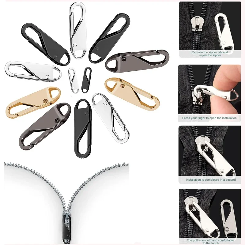 5Pcs Zipper Slider Puller Instant Zipper Repair Bag Replacement Bad