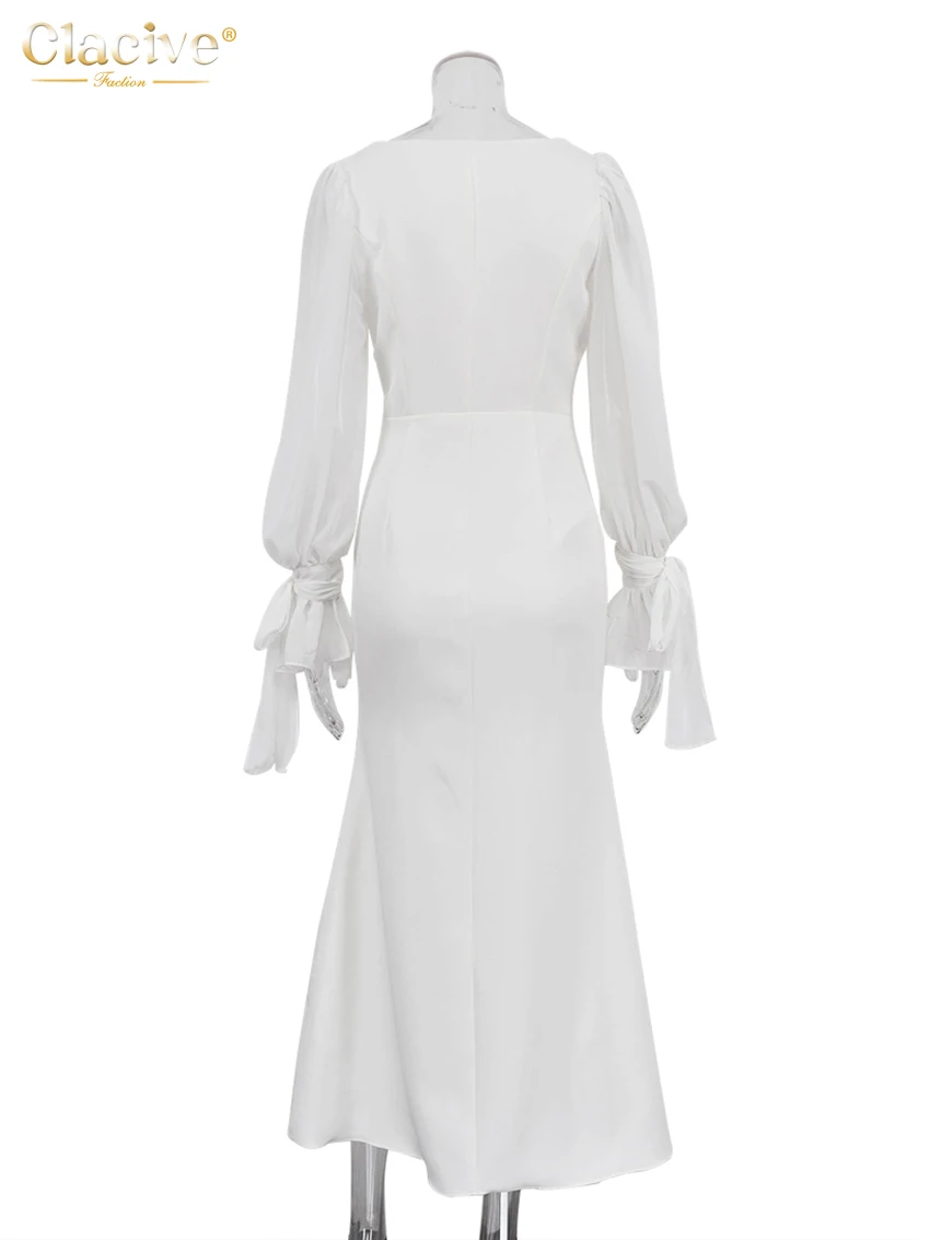 princess polly baby blue dress Women Sexy Bodycon Midi Split Dress Long Sleeve Evening Cocktail Party Gown main image 0