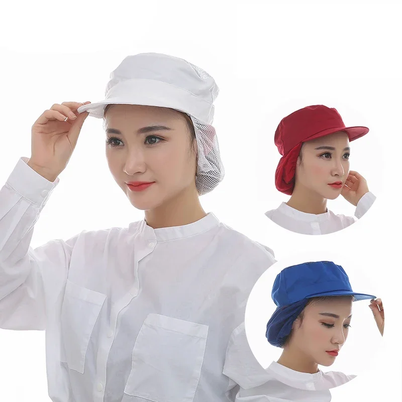 Sweat-Absorbing Breathable Food Net Cap Female Workers Dust Prevention Factory Workshop Restaurant Kitchen Chef Waiter Work Hat unisex floral letter print dust proof chief surgeon scrub restaurant factory work cap bouffant adjustable hair storage hat