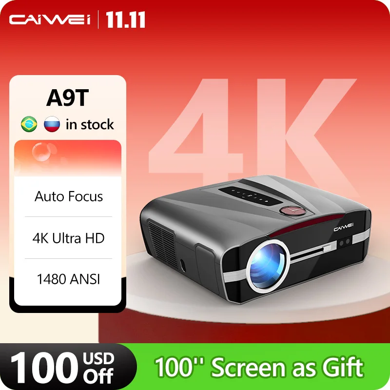 4K Android Wifi Home Theater Projector Auto Focus Keystone Full HD 1080P Daytime PK Laser Beam Projection Device portable projector