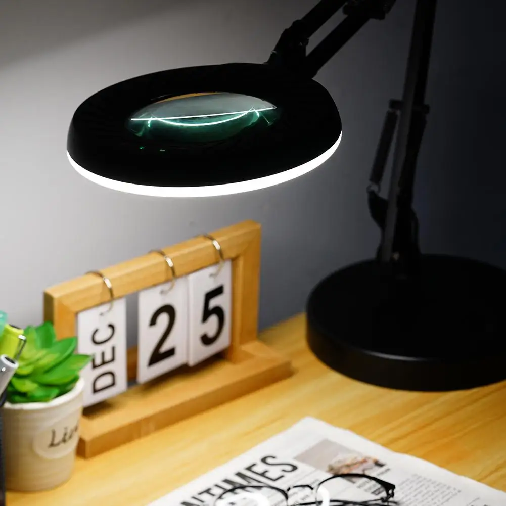 

Flexible Table Lamp With 10X Magnifier Glass Swing Light Reading Illuminated Arm Magnifying Desk Working LED Lamp Dimmable J4R2