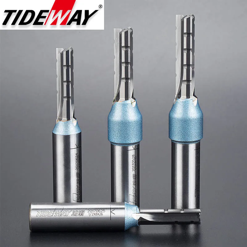 Tideway 1 2 Shank 3 Flutes Cutting Straight Router Bit TCT Cutters Woodworking CNC Trimming Slot Bits Milling Cutter for Wood