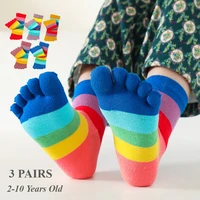 3 Pairs 2-10y Kids Toe Socks Boys Girls Five Finger Socks High Quality Cotton Colorful Striped Sports Children Socks Cute 1