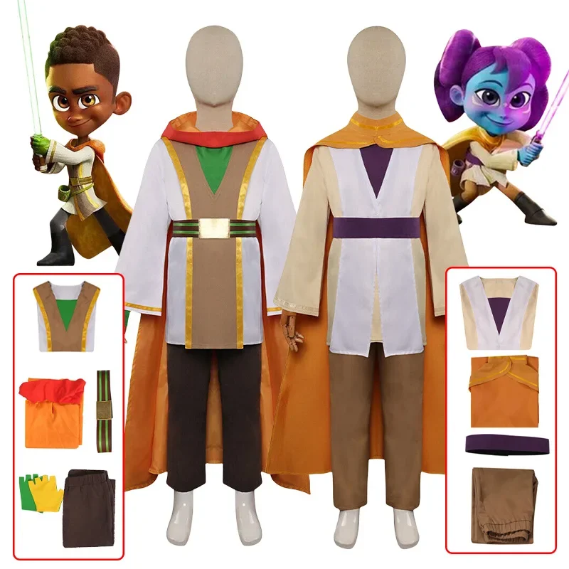 

Star Wars Cosplay Costume Young Jedi Adventures Cosplay Top Pants and Cloak Full Set Halloween Carnival Costumes for Girls Boys