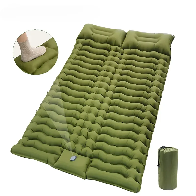 Camping Inflatable Mattress Built in Foot Pump & Pillow Portable Sleeping Pad Outdoor Ultralight Air Mat Hiking Travel