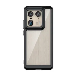 ELVEV Clear Protective Phone Cover - Transparent Back, Durable PC + TPU Material - Moto Edge 50 Ultra (Black)