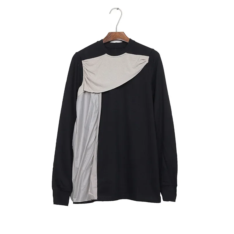 

High Street Black Rick Hoodies For Men Ro Owens Sweatshirt Streetwear Slim Fit Splicing Irregular Decoration T-shirts