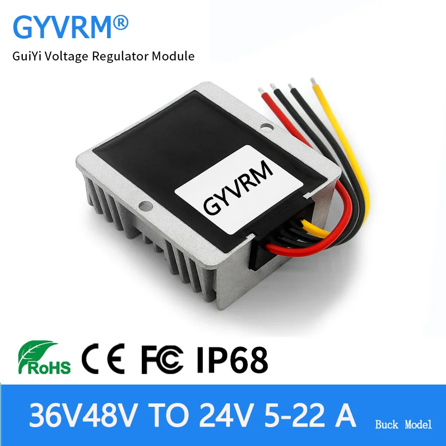 High-Power Waterproof DC-DC Step-Down Buck Converter, 500W, 24V Output, 5A-22A Adjustable Current