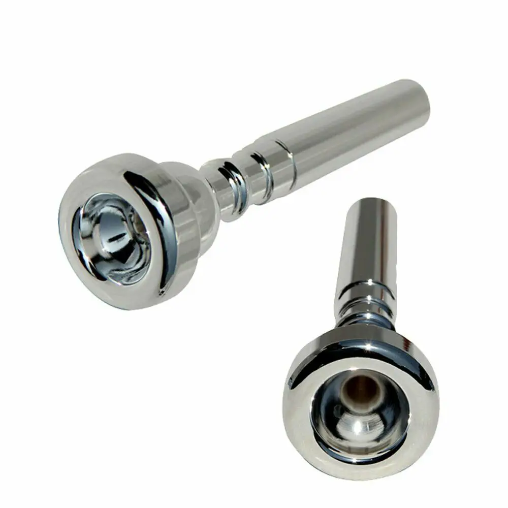 Trumpet Mouthpiece Silver-plated with Leather Mouthpiece Pouch Case Bag 1.5C 1-1/2 Trumpet Accessories