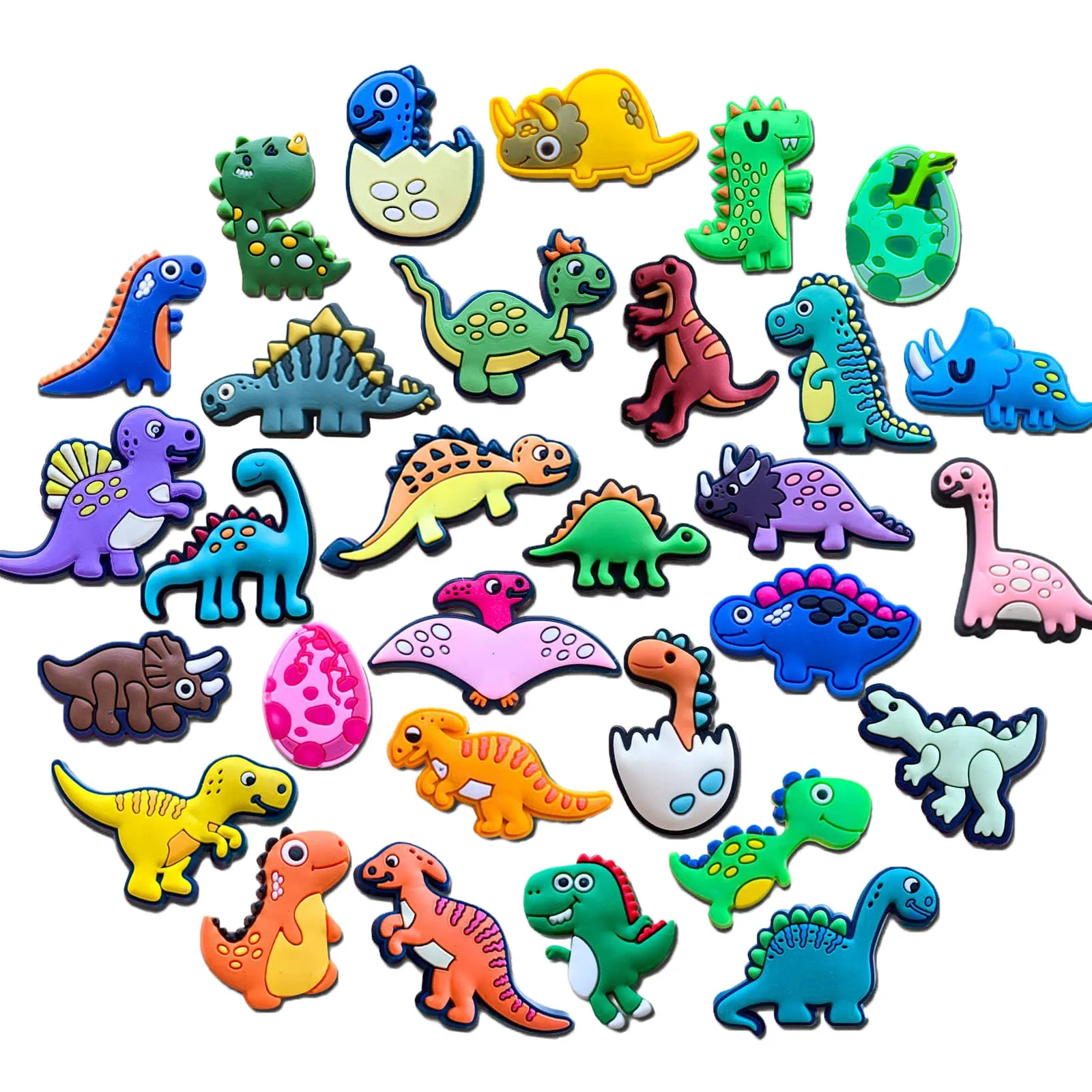 30 Stück Dinosaurier-Serie Schuhanhänger für Krokodilsandalen, PVC-Schuhdekorationen Zubehör für Weihnachten