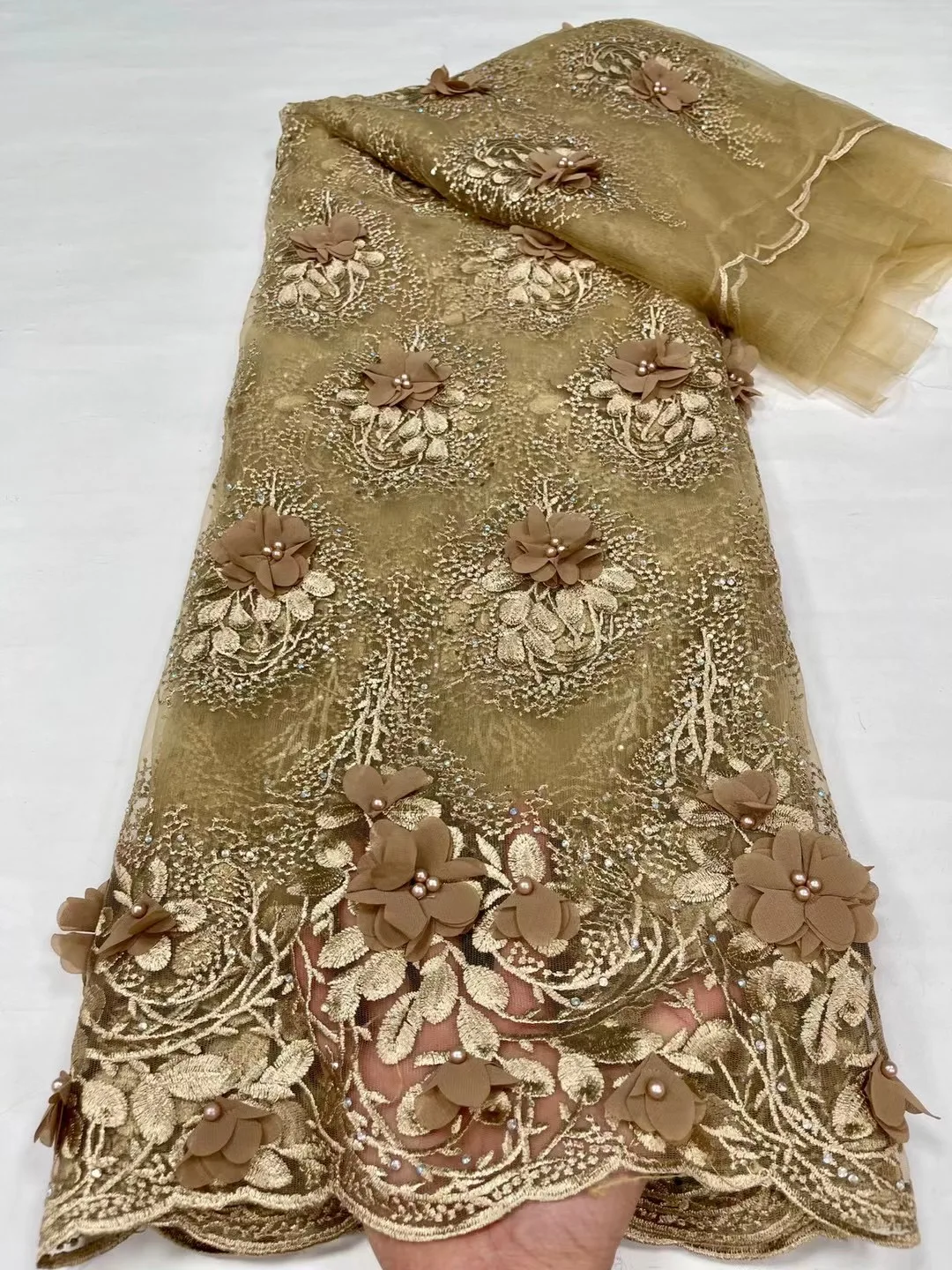 

Новейшая бисерная 3D Цветочная кружевная ткань с камнями для невесты, французская кружевная ткань, африканская кружевная ткань, нигерийское кружево для вечеринки KSY2205