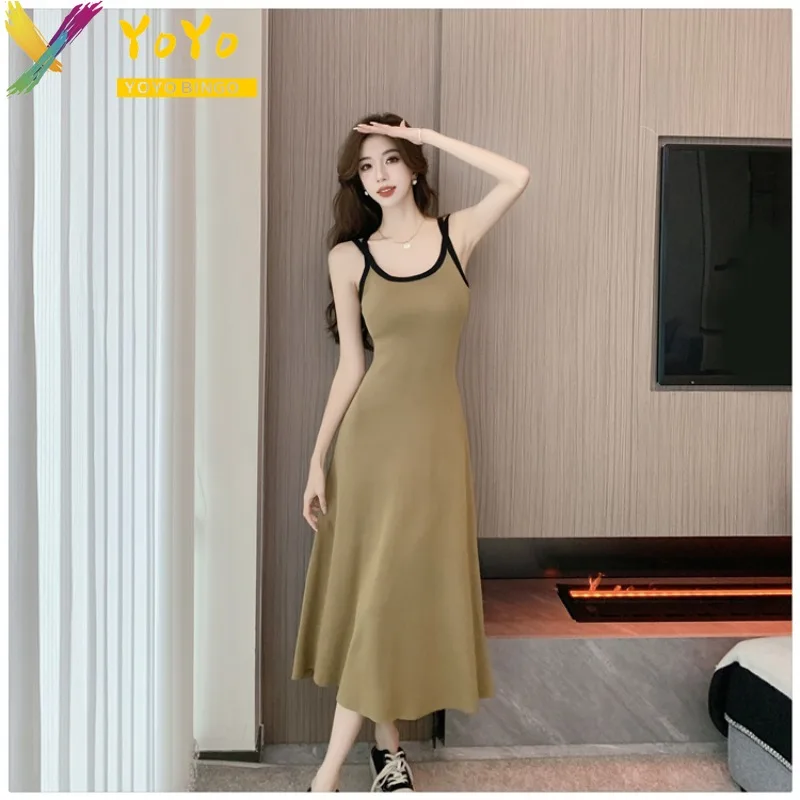 

2024 Summer Fashion Sexy Cross Spaghetti Strap Backless Long Dress Women's Slim Bodycon Nightclub Casual Dress
