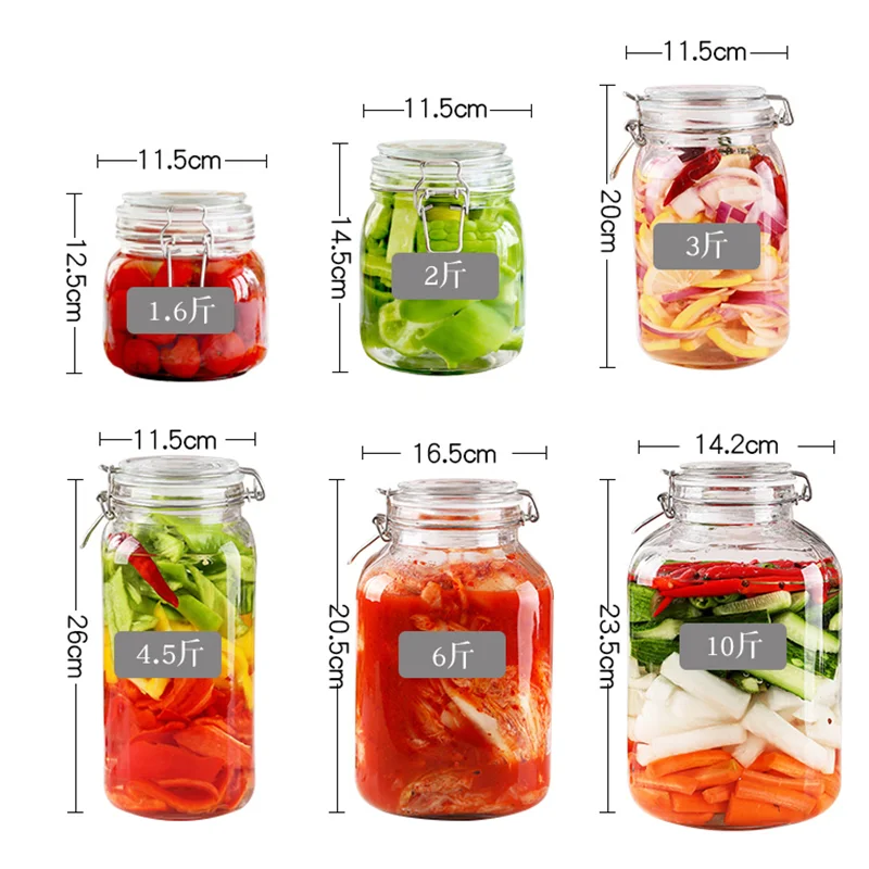 Chinese style creative pickle jar glass sealed jar Sichuan pickle  pepper hot cabbage pickle jar household kitchen storage jar 6