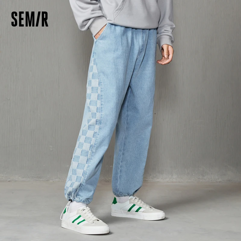 

Semir 2023 Men Pants Loose Cropped Pants Bundled Feet Straight Pants Cotton Daily Commuting Jeans Autumn New Pants for Men