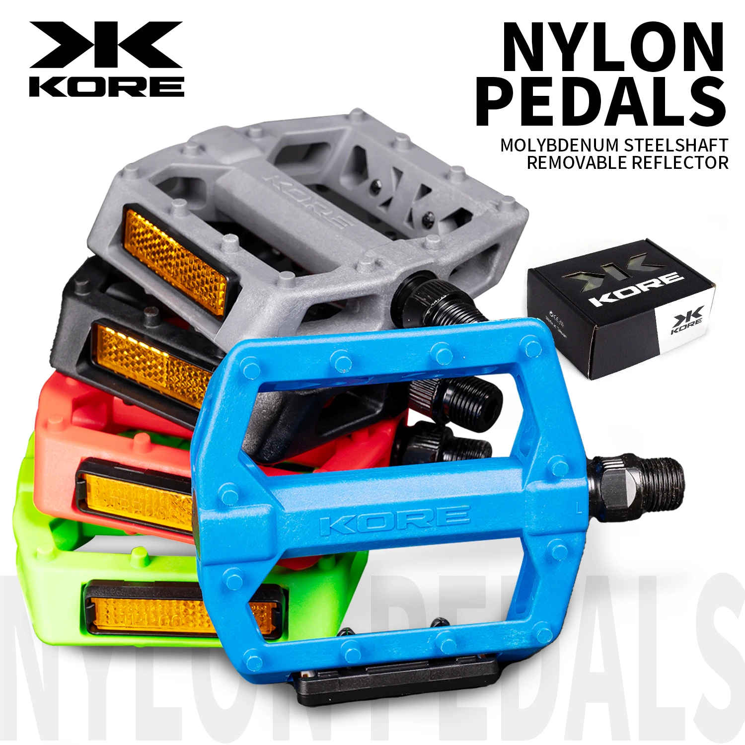 KORE-pedales de rodamiento para bicicleta de montaña, piñón fijo antideslizante, resistente al agua, nailon, ultraligero para pieza de 14mm