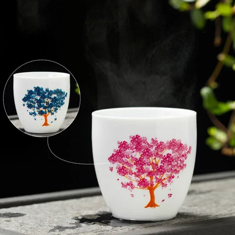 Explosive creative hot and cold dual sensing color changing ceramic tea cup, personal tea cup