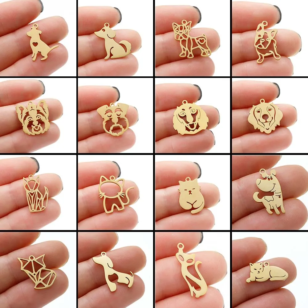 5 teile/los Edelstahl niedlichen Dackel Charms für Schmuck machen Haustier Hund Katze Anhänger Herz Halskette Charme DIY Mädchen Schmuckstück