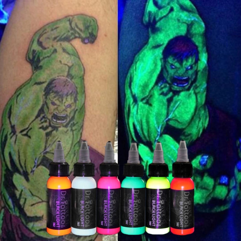 8 Colors Fluorescent Tattoo Pigment Night Light Inks Professional Semi-Permanent Microblading Body Makeup Easy Coloring Inks 10cc green uv solder mask bga pcb paint prevent corrosive arcing soldering paste flux pcb uv inks 9led uv curing light