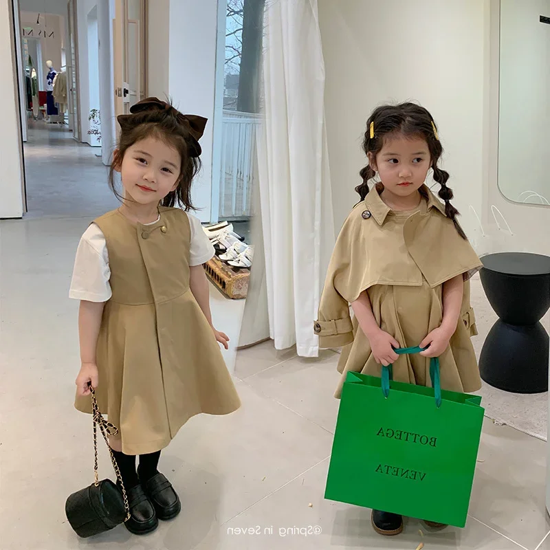 여아용 방풍 재킷, 코튼 아우터, 빈티지 용수철, 가을 야외 어린이 방풍 아동복, 2024