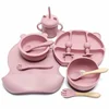 11pcs Children's Tableware Set Baby Silicone Bowl Set Baby Complementary Bowl Food Grade Silicone Fork Spoon Bowl 5