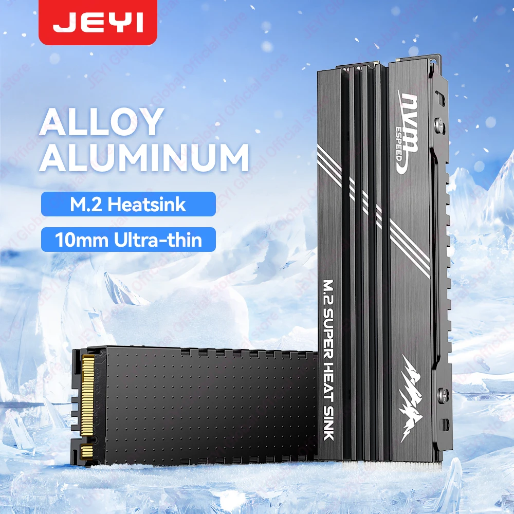 JEYI M.2 2280 SSD Alüminyum Tamamen siyah Kar Dağ Tasarımı Alaşım Soğutucu-PS5/ITX Oyun Konsolları/PC için Ultra-ince Tasarım icold006