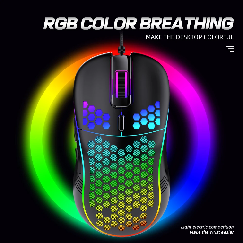 RGB 유선 게이밍 마우스, 컴퓨터 게이머 마우스, PC 노트북용, LED 백라이트 포함, 인체공학적 게임 마우스, USB 6 버튼, 7200DPI