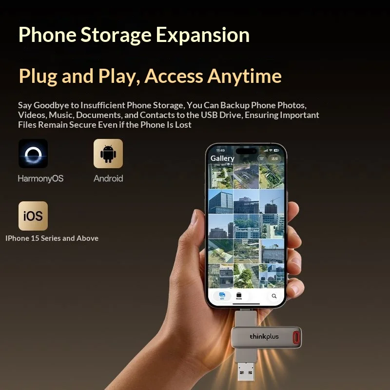 ThinkPlus 64GB Dual Interface High-Speed USB-C Flash Drive