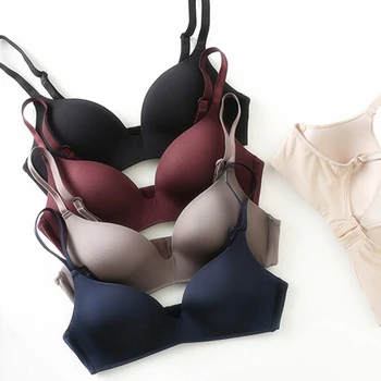 Women's Seamless Bra Ice Silk Sexy Intimate Underwear Wireless Gather Push Up Bralette Simple Brassiere For Female Lingerie 1