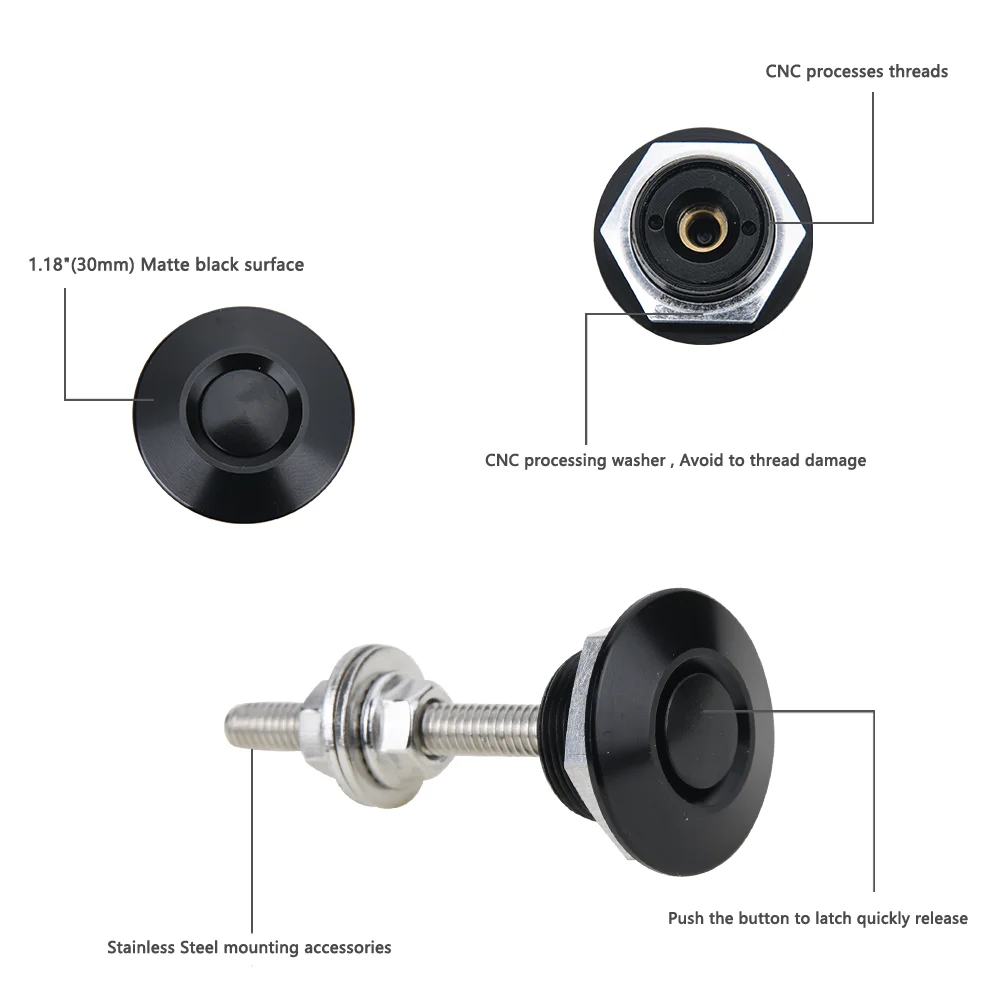 4PCS Universal 1.18"(30mm) Car Quick Release Latch Push Button Bumper Hood Lock Clip Kit Engine Bonnets Lock Vehicle Hood Pins with hood pins lock