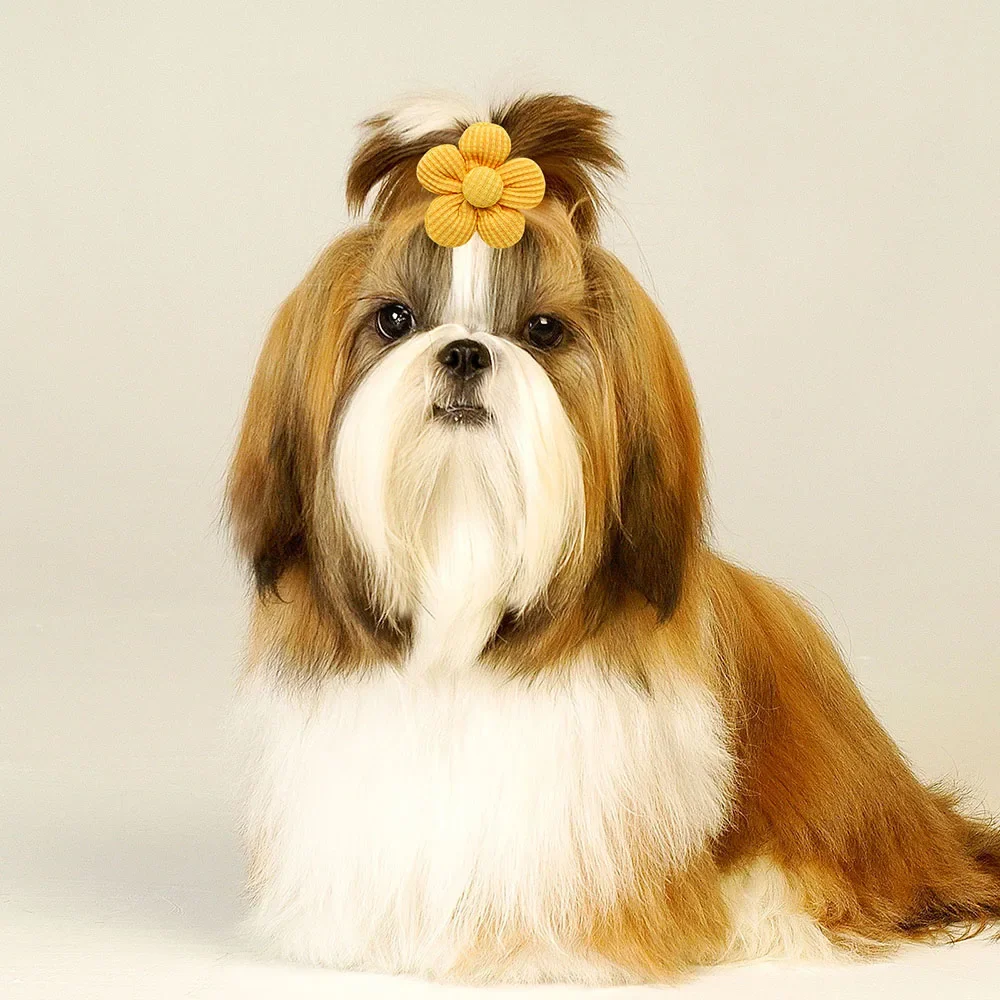 Title 1, 10PCS Solid Color Pet Dog Bows Puppy Flower Hai...