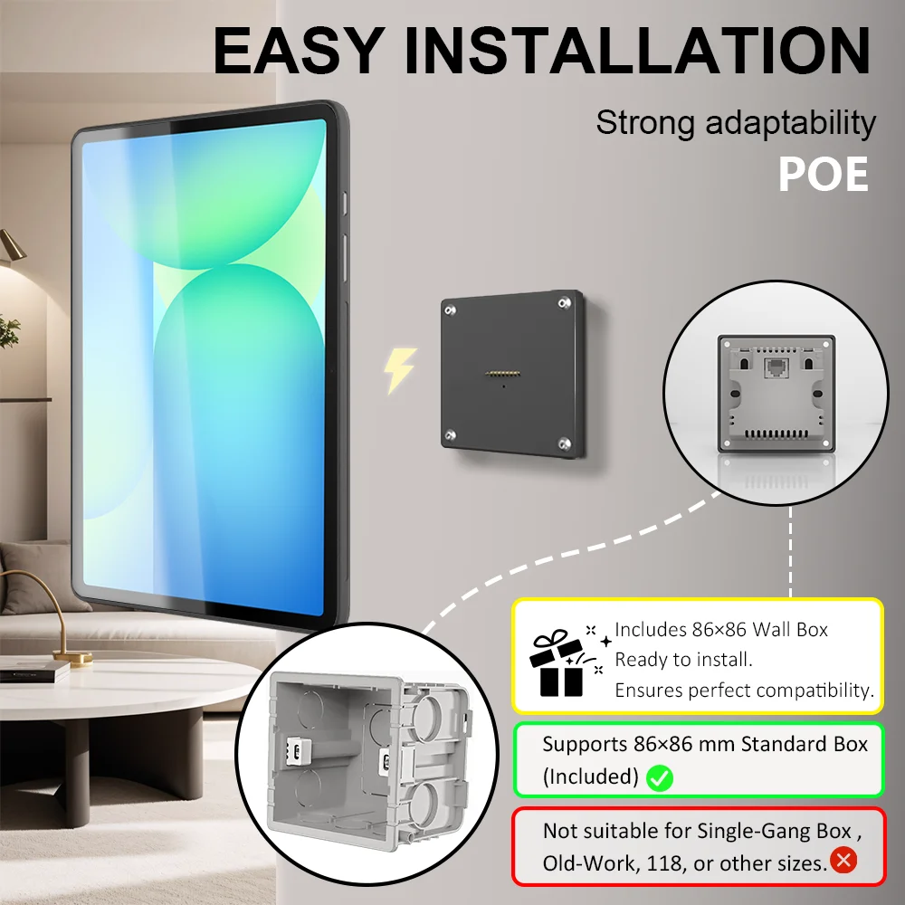 삼성 갤럭시 탭 S10 FE 10.9인치용 POE 태블릿 거치대, 벽걸이형 충전 스테이션, 스마트 월 마운트 충전